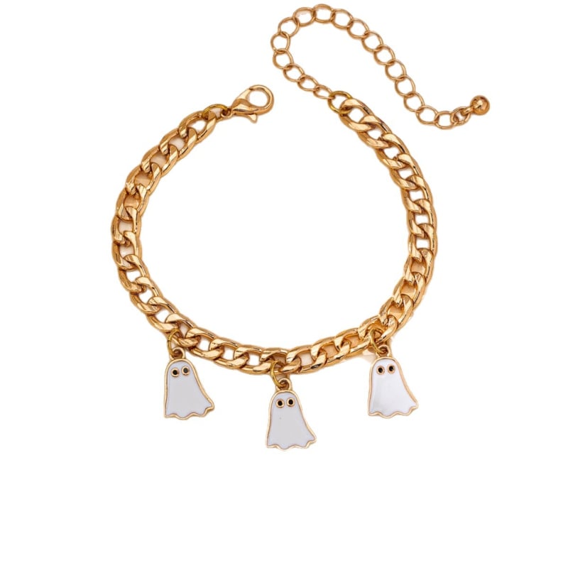 Női karkötő babák alakú charm-dal, ötvözet, elektroplatírozott felülettel, kód 0108