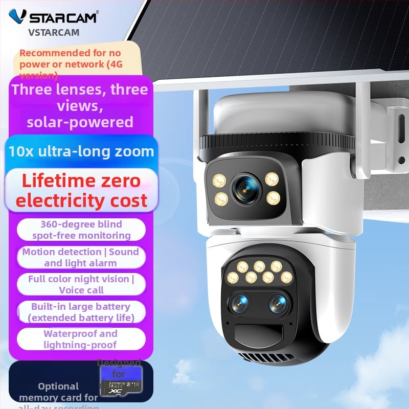 4G-s napelemes kamera éjjellátással és HD megfigyeléssel – Beltéri/kültéri használatra, riasztási funkció