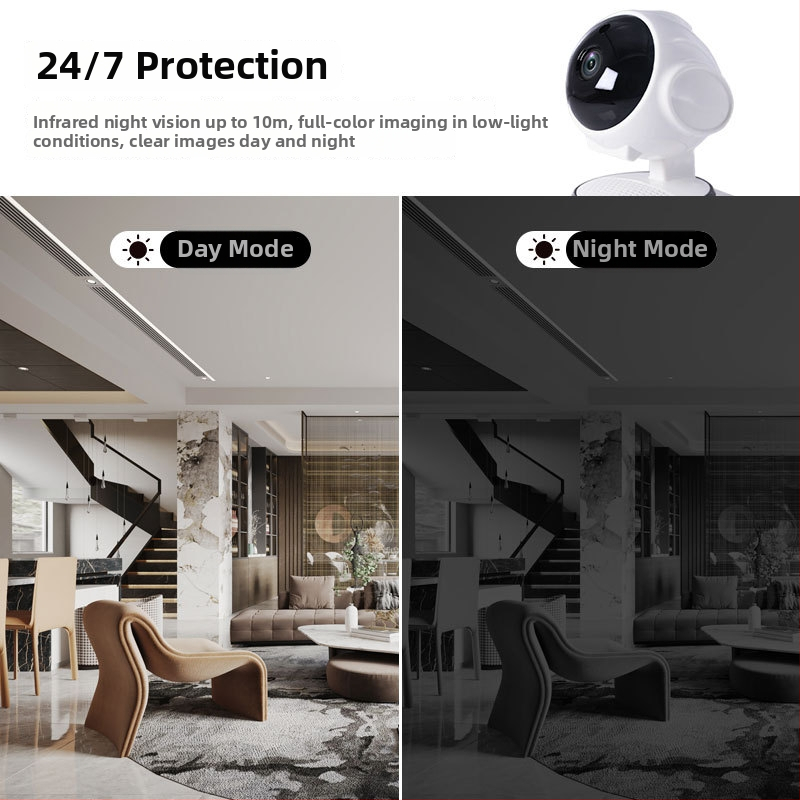 Bezdrôtová inteligentná bezpečnostná kamera s 360° otáčaním, vnútorné/vonkajšie použitie, nočné videnie, HD video, diaľkový prístup