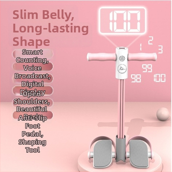 Pomôcka na brušáky s pedálnym napínaním a počítacou funkciou, systém šiestich lánok pre domáce použitie