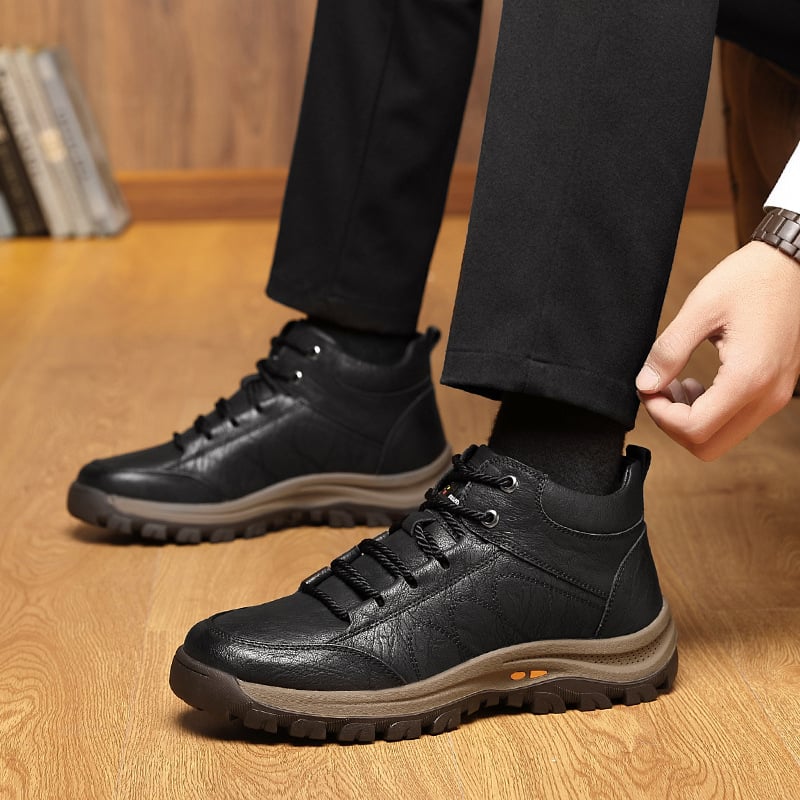 Férfi Martin bőrből készült téli csizma, felső rész két réteg marhabőrből, gumitalp, belső gyapjú-kasmír