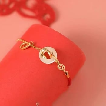 Yuexin Ornament környezetbarát réz karkötő elektroplattázott felülettel, kígyó-zodiákus motívum, női kézre való kiegészítő