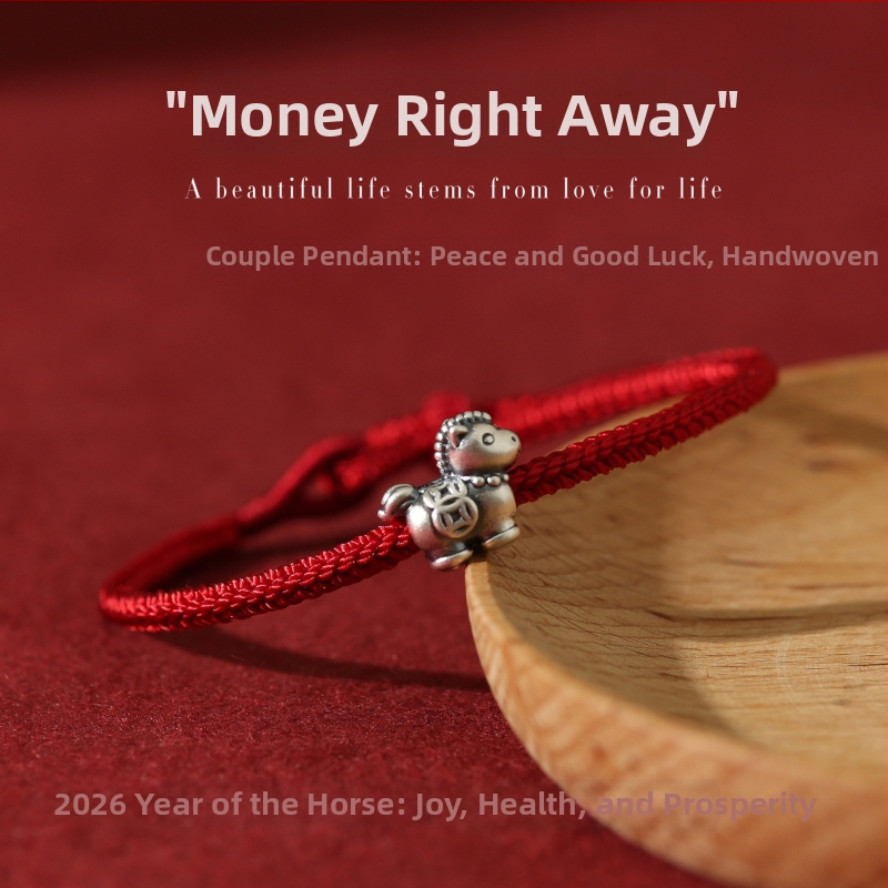 Náramok zo šnúrky, zverokruh Kôň, ručne pletený, zimná 2025