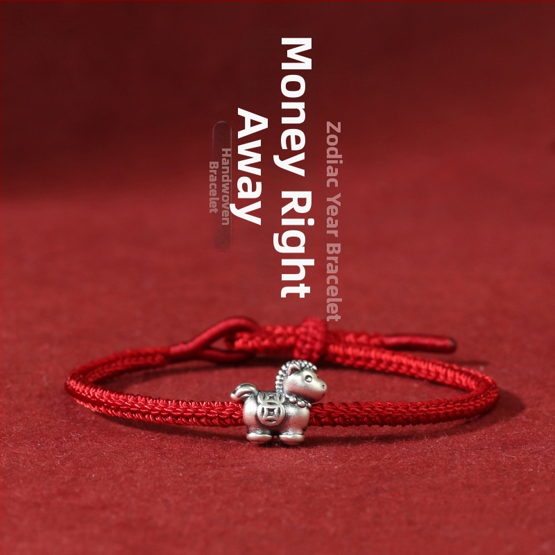 Náramok zo šnúrky, zverokruh Kôň, ručne pletený, zimná 2025