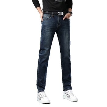 Férfi denimnadrágok, slim-taperes szabásvonal, középmagas derék, gombos záródás, pamut denim, velúr bélés, 2025 téli szezon