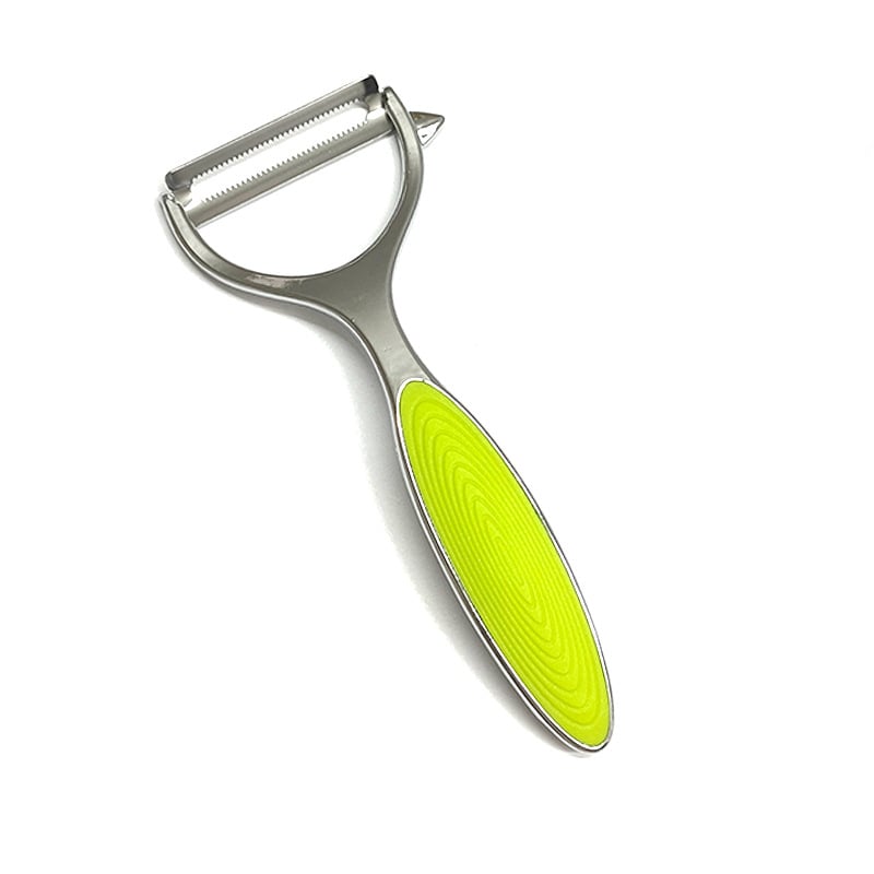 Cinkötvözetes hámozó sík eszköz logóval; anyagok: cinkötvözet, PP, rozsdamentes acél; funkció: Egyéb