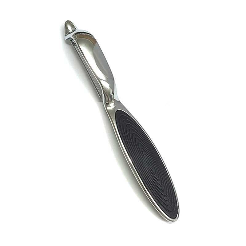 Cinkötvözetes hámozó sík eszköz logóval; anyagok: cinkötvözet, PP, rozsdamentes acél; funkció: Egyéb