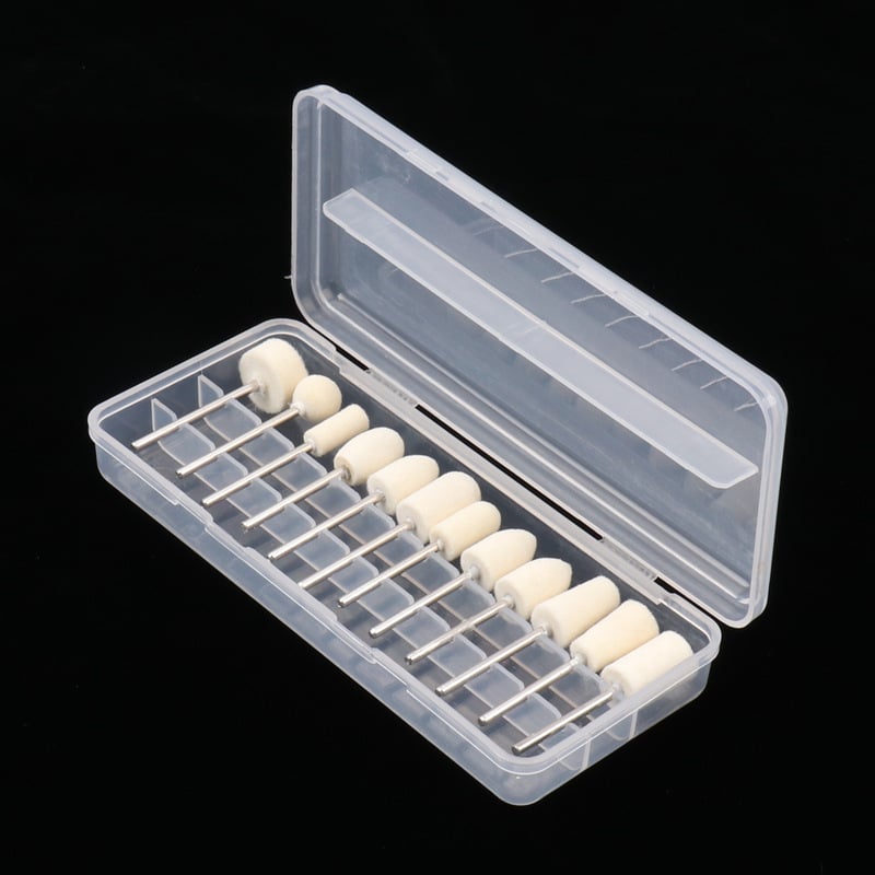 Gyapjú csiszolófej körömhöz – 12 darabos készlet elektromos körömcsiszolóhoz