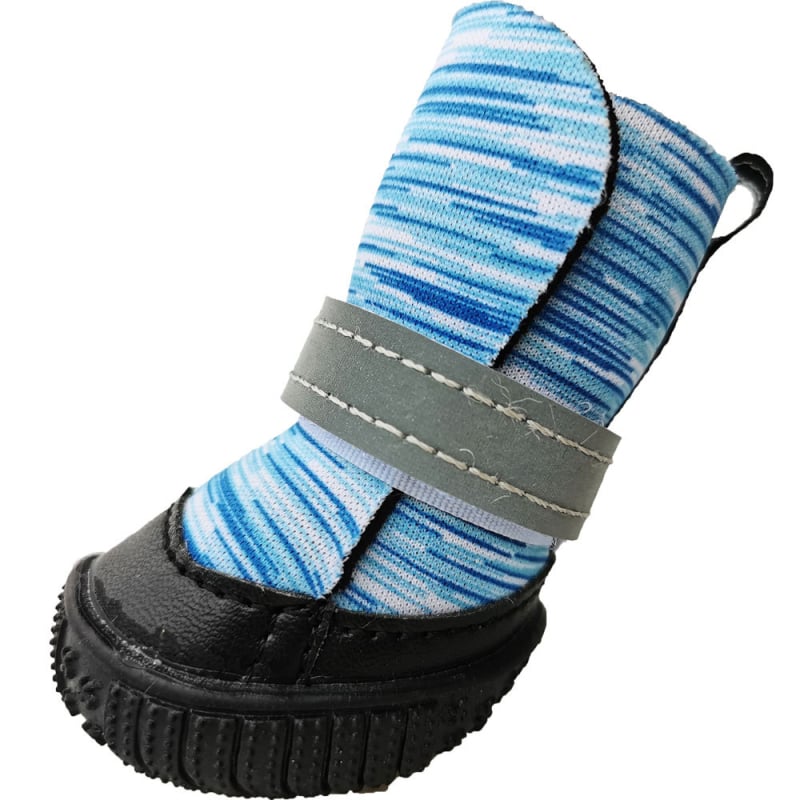 Őszi-téli kutya cipők, vízálló felső rész, csúszásmentes talp, fényvisszaverő elemek, könnyű; anyagok: szintetikus bőr, TPR, poliészter és nejlon