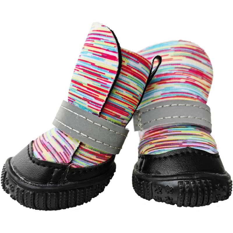 Őszi-téli kutya cipők, vízálló felső rész, csúszásmentes talp, fényvisszaverő elemek, könnyű; anyagok: szintetikus bőr, TPR, poliészter és nejlon