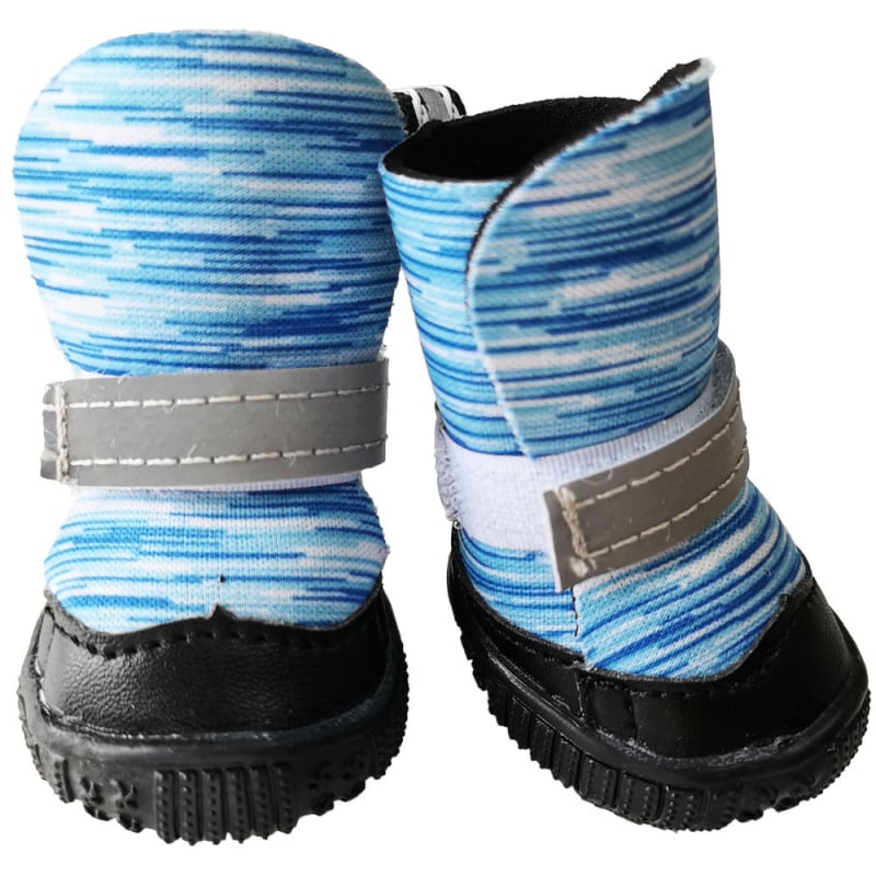 Őszi-téli kutya cipők, vízálló felső rész, csúszásmentes talp, fényvisszaverő elemek, könnyű; anyagok: szintetikus bőr, TPR, poliészter és nejlon