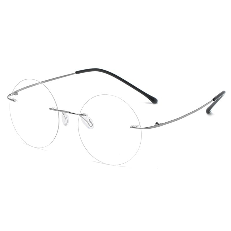 Keret nélküli, kerek olvasószemüveg, anti-kékfény PC lencsékkel, ultra-könnyű