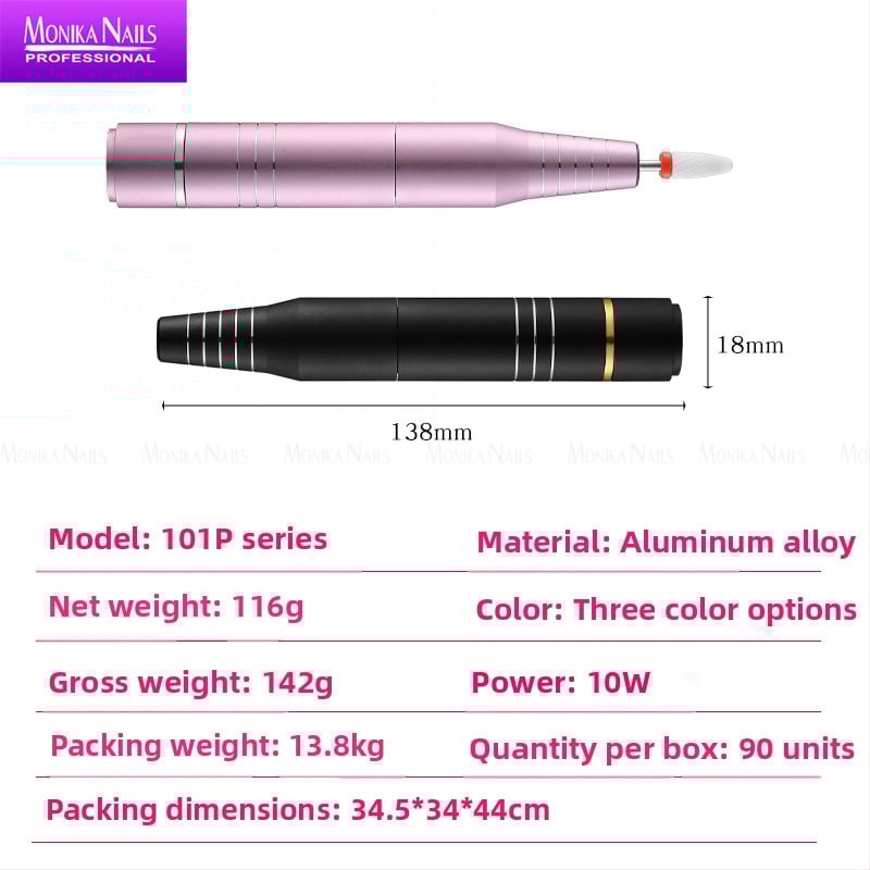 Mini elektromos körömcsiszoló USB-vel, kerámiás fej, 101p modell, nettó tömeg 116 g