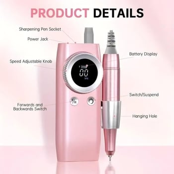 Körömcsiszoló – hordozható elektromos köröm eltávolító készülék, modell 205, OEM, határokon átívelő kizárólagos ellátás, Importált: Nem