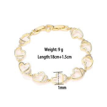 14K aranyozott réz karkötő, szív alakú, nőknek, könnyed luxus stílusú ékszer