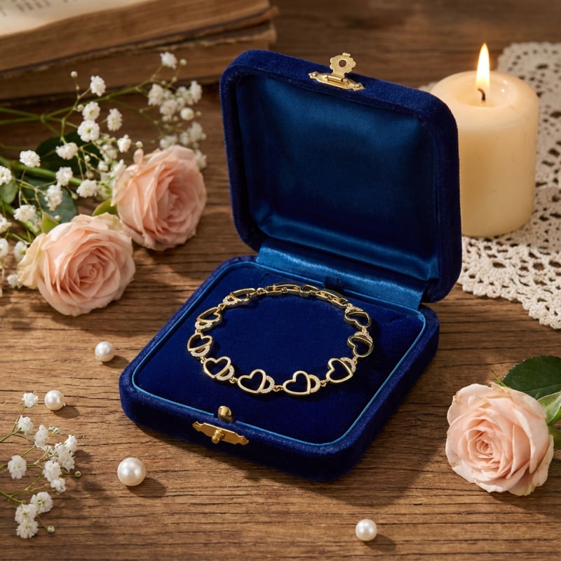 14K aranyozott réz karkötő, szív alakú, nőknek, könnyed luxus stílusú ékszer