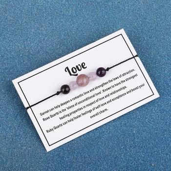 Viaszos fonatú gyöngyös karkötő kristállyal és gránáttal – geometriai kialakítás, női ékszer, eredeti tervezés, gyártási szám 3304