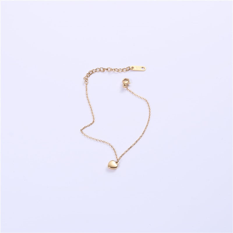 Szív alakú karkötő titánium-acél gyöngyökkel, uniszex, aranyos rajzfilm motívum, Vitafend