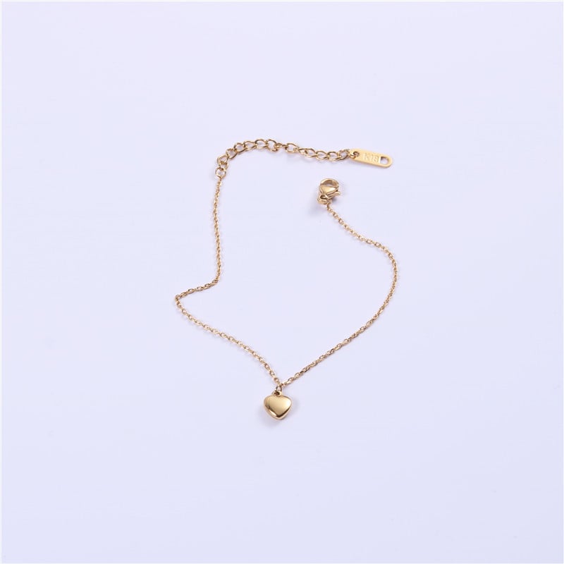 Szív alakú karkötő titánium-acél gyöngyökkel, uniszex, aranyos rajzfilm motívum, Vitafend