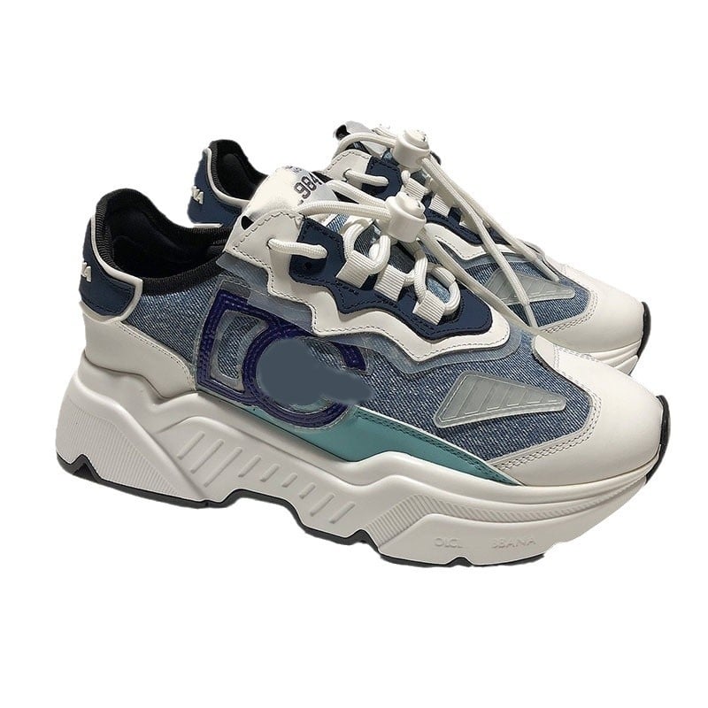 Uniszex bőr felsőrészű, lélegző tornacipő, vastag talppal és EVA talpbetéttel