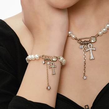 Ankh kereszt karkötő, réz, elektroplattázott bevonat, egyszerű stílus, uniszex kézhez tartozó kiegészítő, 2026 tavasz