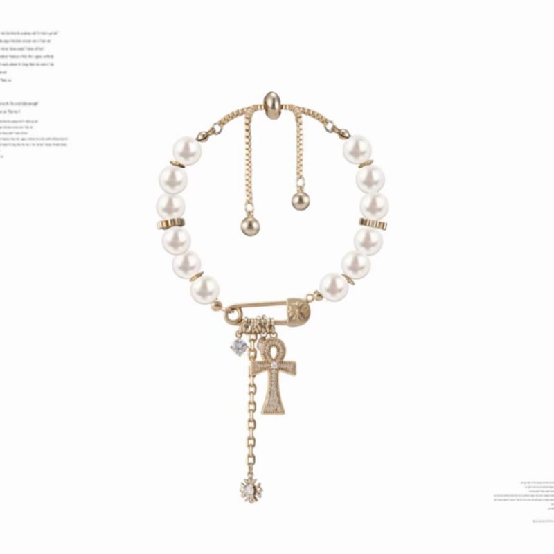 Ankh kereszt karkötő, réz, elektroplattázott bevonat, egyszerű stílus, uniszex kézhez tartozó kiegészítő, 2026 tavasz