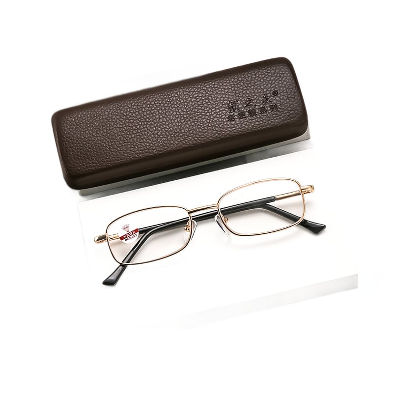 Olvasó szemüveg négyzet alakú fém kerettel, aszférikus lencsékkel, teljes keret, idős felhasználóknak