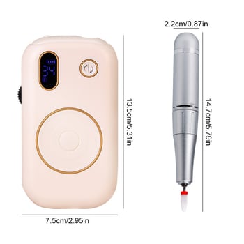 Vezeték nélküli professzionális körömdrill hűtési technológiával, hordozható köröm polírozó és halott bőr eltávolító eszköz, cserélhető csiszolófejekkel