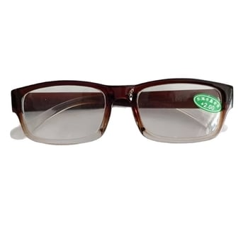 Olvasó szemüveg kristálylencsékkel, teljes keret, négyszögletes forma, dioptriák 4.50/5.00/5.50/6.00 D, polikarbonát keret