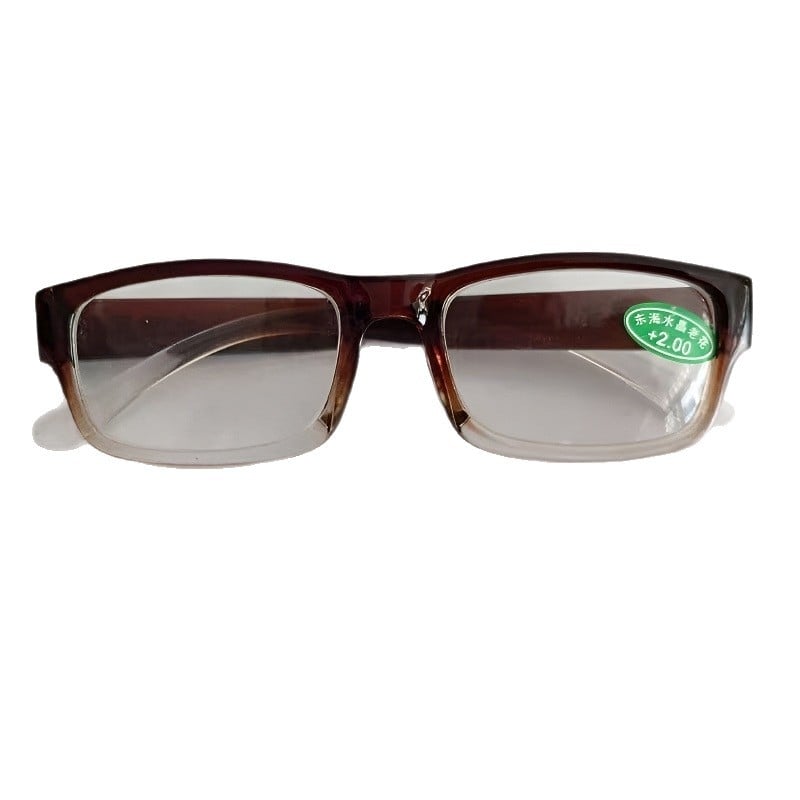 Olvasó szemüveg kristálylencsékkel, teljes keret, négyszögletes forma, dioptriák 4.50/5.00/5.50/6.00 D, polikarbonát keret