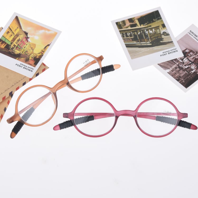  Olvasószemüveg (TR90, teljes keret, retro kerek, uniszex, modell TR281)