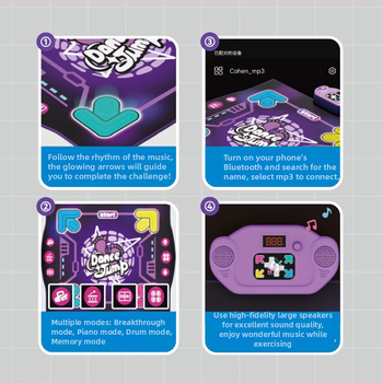 Detská hudobno-tanečná podložka — skladacia, interaktívna hra, z plastu, pre 7–14 rokov