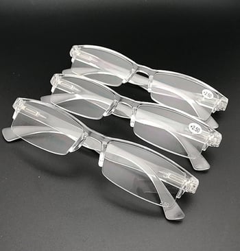 Olvasó szemüveg Modell 908-1, rugós zsanérral, keret nélküli, polikarbonát lencsékkel, felnőtteknek presbyopiára