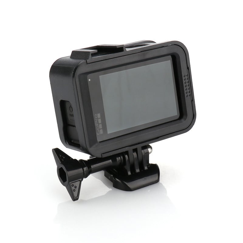 GoPro védő keret forró cipő tartóval és ütésálló védelemmel; kompatibilis GoPro 9–13; anyag: poliészter rost; logónyomtatás elérhető