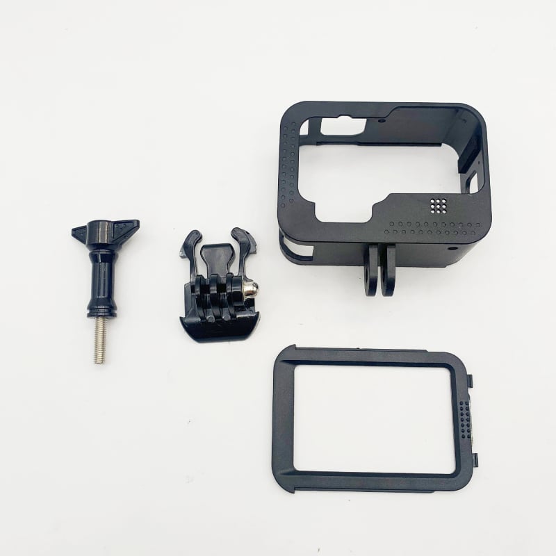 GoPro védő keret forró cipő tartóval és ütésálló védelemmel; kompatibilis GoPro 9–13; anyag: poliészter rost; logónyomtatás elérhető