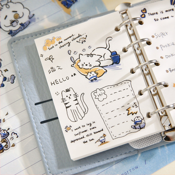 Kreslené samolepky do denníka: mačky a psy v dažďových čižmách, DIY dekoratívne samolepky