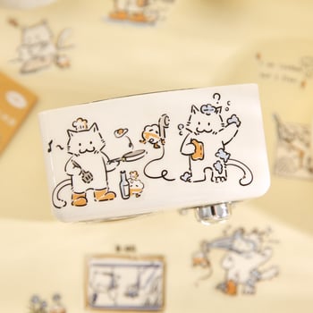 Rajzfilm-stílusú matricák napló dekorációhoz: macskák és kutyák esőcsizmában, DIY dekoratív matricák