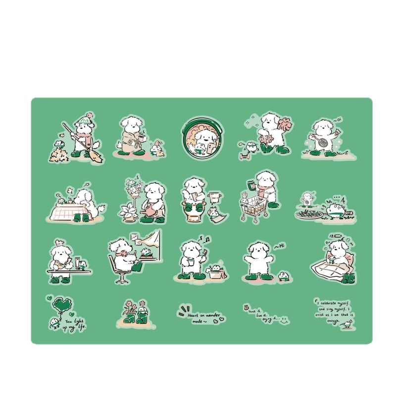 Rajzfilm-stílusú matricák napló dekorációhoz: macskák és kutyák esőcsizmában, DIY dekoratív matricák