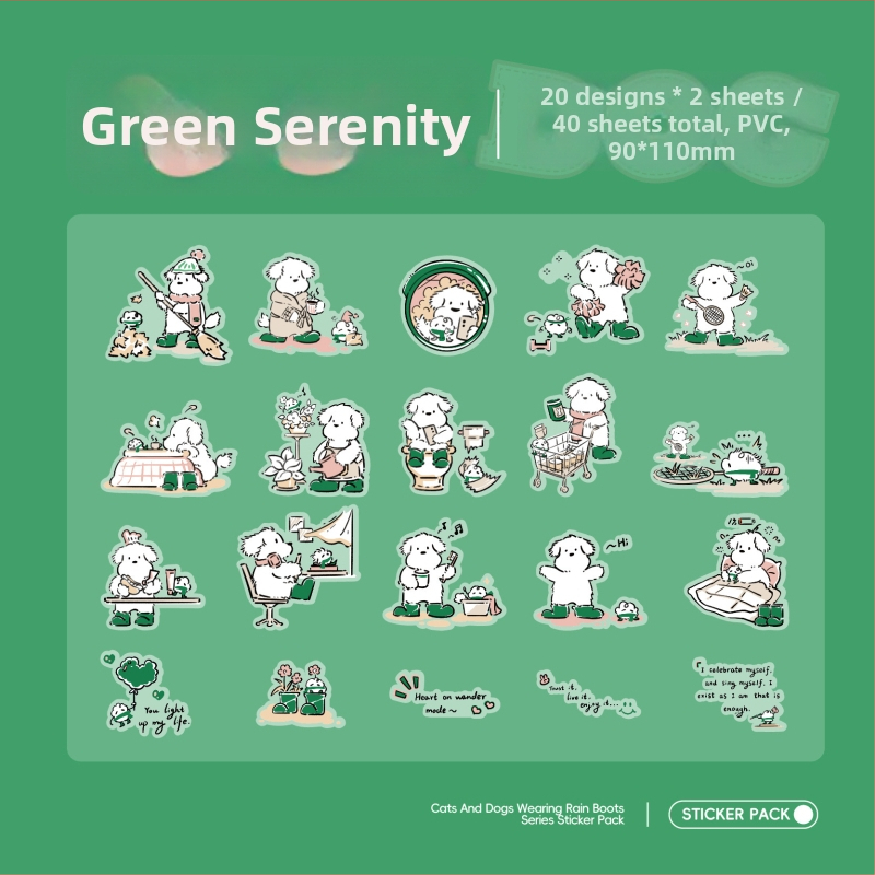 Kreslené samolepky do denníka: mačky a psy v dažďových čižmách, DIY dekoratívne samolepky