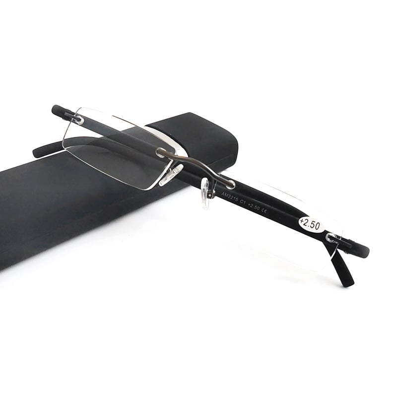 Keret nélküli, négyzet alakú olvasó szemüveg, TR90, akril lencsékkel, uniszex, időseknek