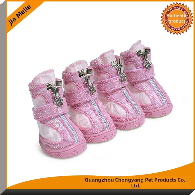 Jiamile kutya cipő – mikroszálas bőr és háló, csúszásmentes, kopásálló, lélegző, 4 darabos készlet