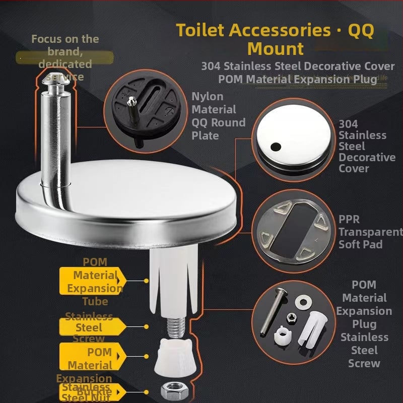 Rozsdamentes acél WC-ülőke kiegészítők, felső rögzítés, modern minimalist stílus, kód 00.1