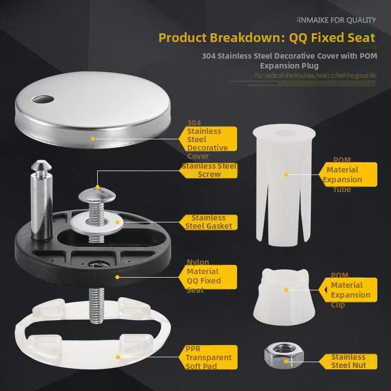 Rozsdamentes acél WC-ülőke kiegészítők, felső rögzítés, modern minimalist stílus, kód 00.1