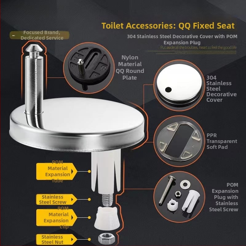 Rozsdamentes acél WC-ülőke kiegészítők, felső rögzítés, modern minimalist stílus, kód 00.1