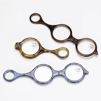 Olvasó szemüveg, kézben tartva, kerek keret, PC lencsék, PC keret