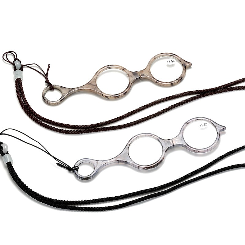 Olvasó szemüveg, kézben tartva, kerek keret, PC lencsék, PC keret