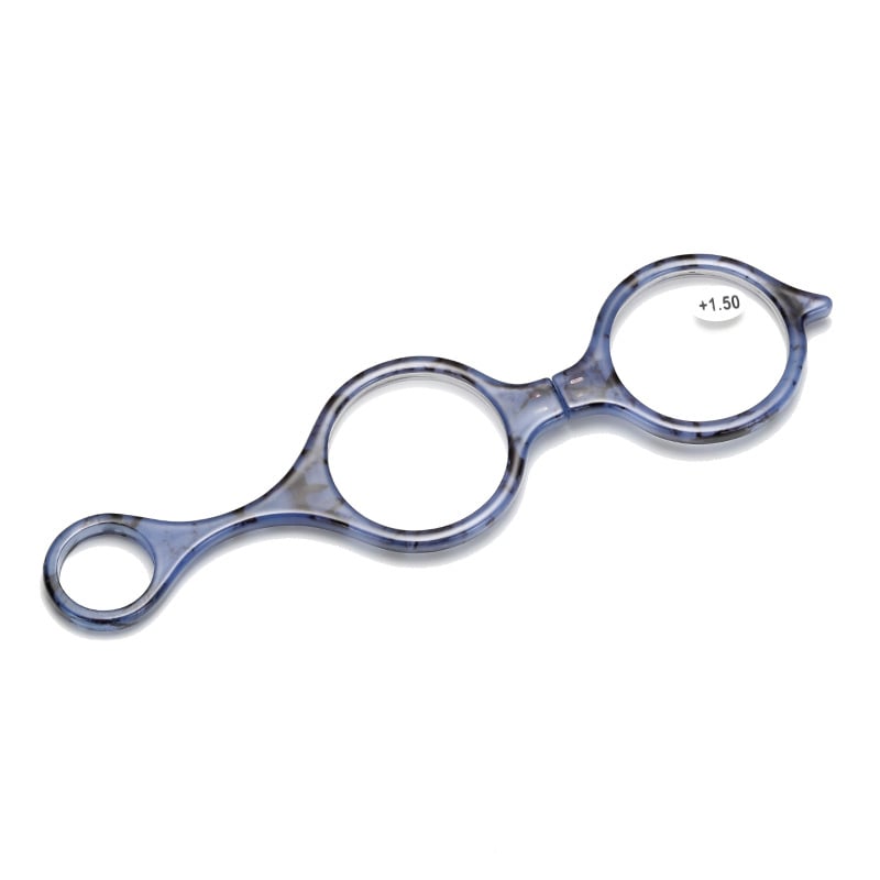 Olvasó szemüveg, kézben tartva, kerek keret, PC lencsék, PC keret