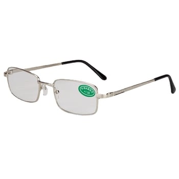 Olvasó szemüveg, teljes keret, négyszögletes forma, vintage stílus, üveglencsék, fém keret