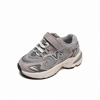 Gyerekeknek szóló vastag talpú sportcipő légáteresztő hálós felsőrésszel, Velcro-zárás, TPR talp, vulkanizált szerkezet, őszre