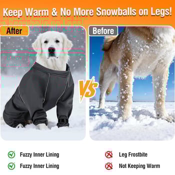 Kutyát teljes testű overál fleece béléssel, vízálló, porálló, csúszásmentes, meleg, tartós (TPE)